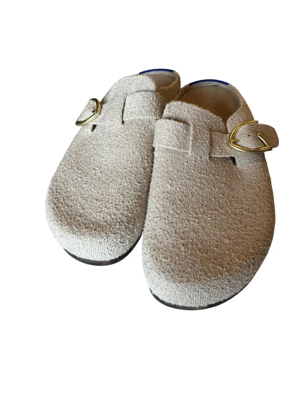 Rothy’s The Buckle Clog Honeybun Bouclé Ivory Knit Buckle Shoes Size 9 Comfort